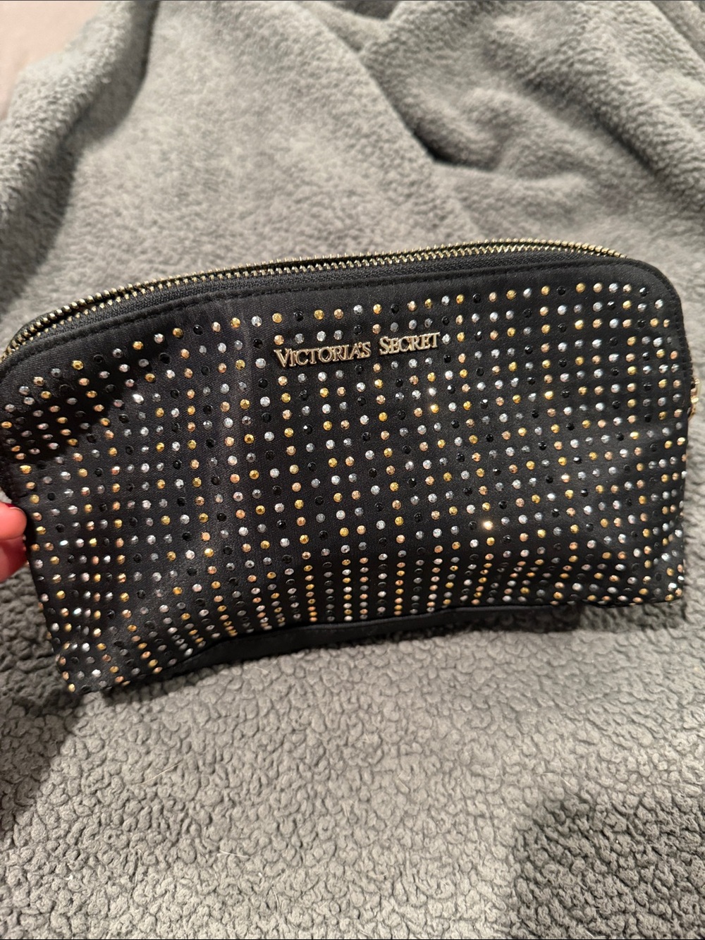Victoria's Secret Black Studded Makeup Pouch